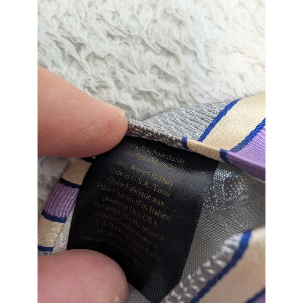 VTG Brooks‎ Brothers Tie Mens Necktie Purple Silver Makers Striped Silk USA MADE